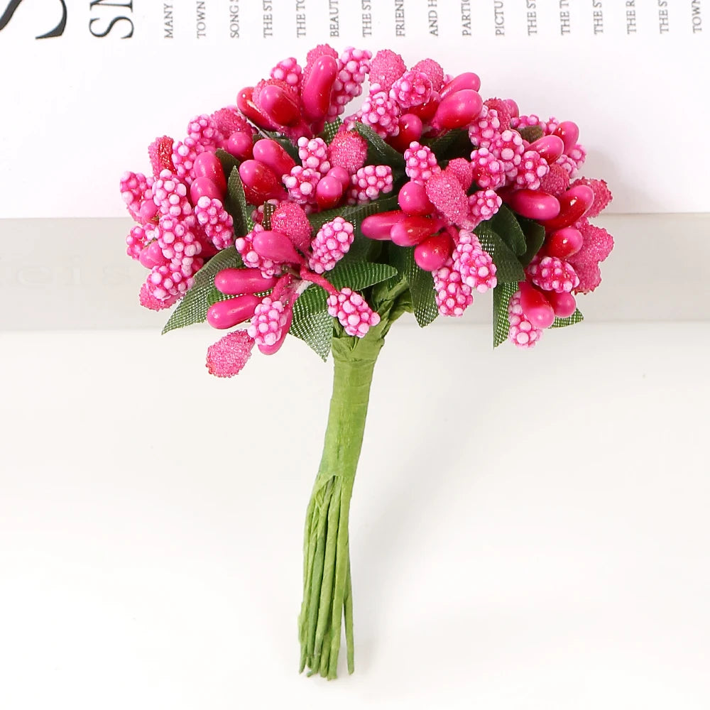 12Pcs Artificial Berry Stamen Flowers – DIY Wedding & Christmas Artificial Craft Flowers Babs