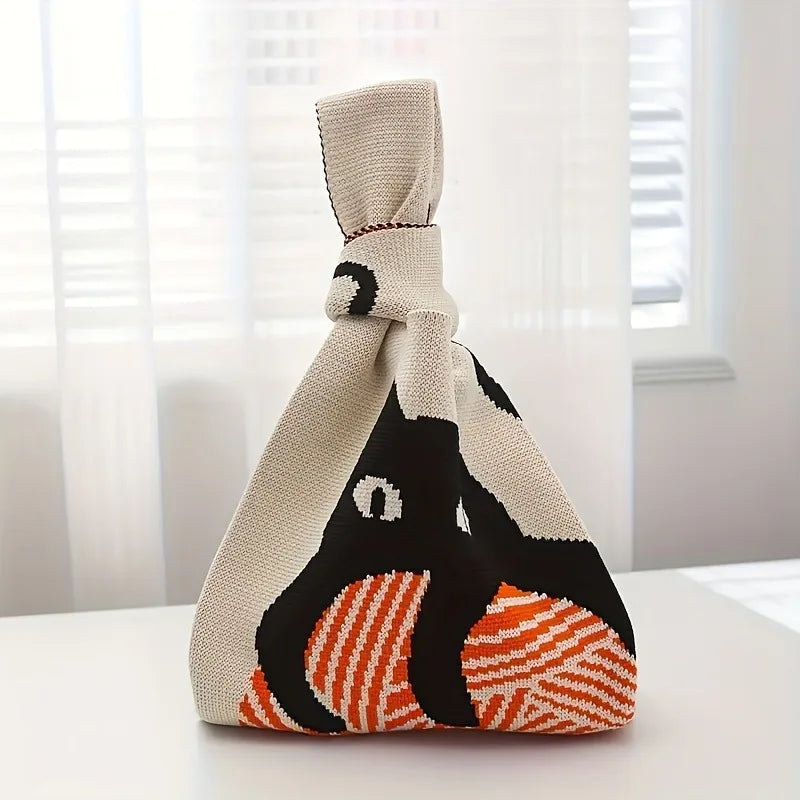 Cat Pattern Jacquard Satchel Bag – Lightweight Women's Handbag Jacquard Satchel Bag Babs