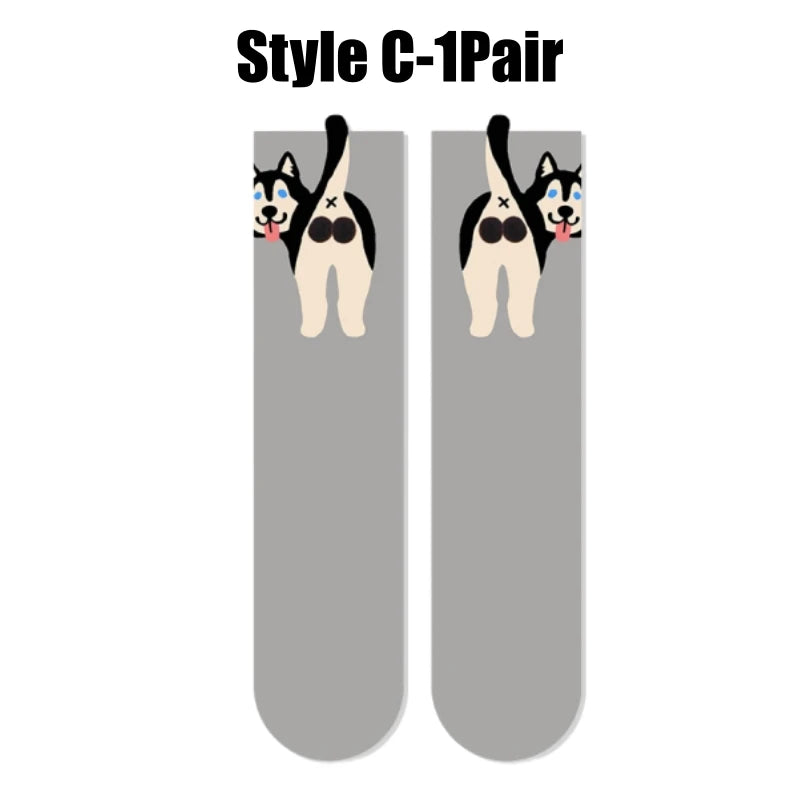 3D Dog Novelty Socks – Cute Animal Socks for Pet Lovers Novelty Animal Socks Babs Dog C-1Pair One Size