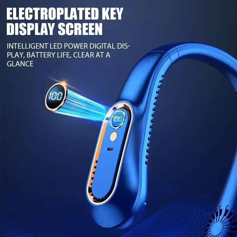 HOMEFISH Leafless Neck Fan | 5-Speed USB Rechargeable + LED Wearable Neck Fan Babs
