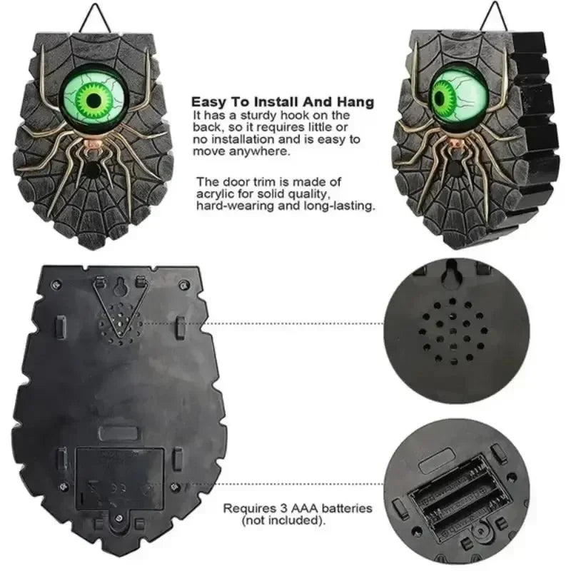 Halloween Animated Eyeball Doorbell – Spooky Sound & Light-Up Halloween Doorbell Prop Babs