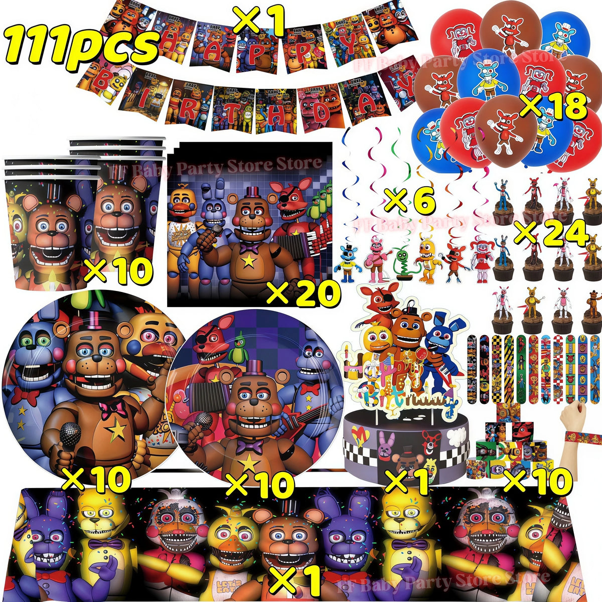 Five Nights Bear Birthday Party Decorations Set for Kids Birthday Party Set Babs 111pcs others