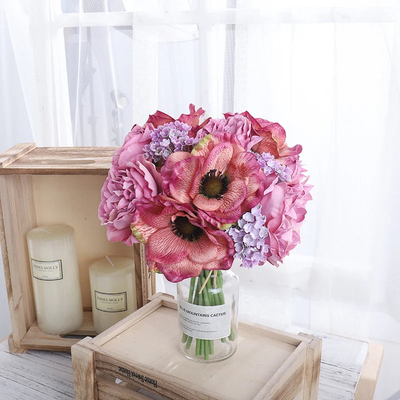 Silk Peony & Poppy Artificial Flower Bouquet | Home & Wedding Artificial Flower Bouquet Babs