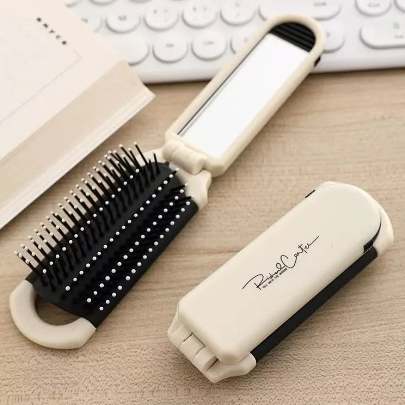Foldable Travel Hair Comb with Mirror – Air Cushion Massage Travel Hair Comb Babs
