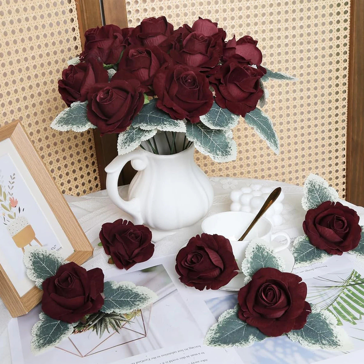 Artificial Silk Rose Flower Heads 5/10 Pcs – DIY Decor Artificial Flower Heads Babs