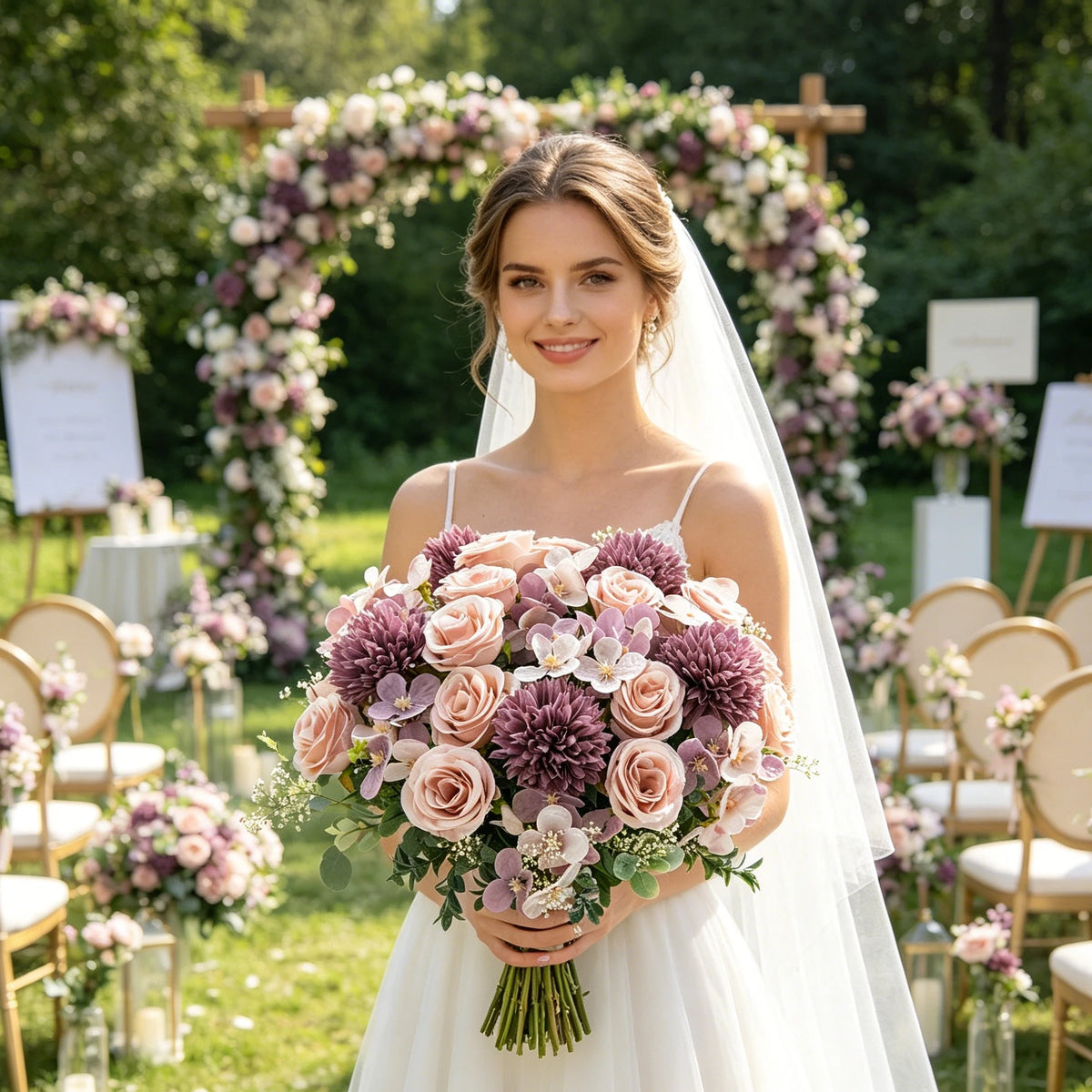 Artificial Rose Bouquet – Silk Fake Flowers for Wedding & Home Artificial Flower Bouquet Babs
