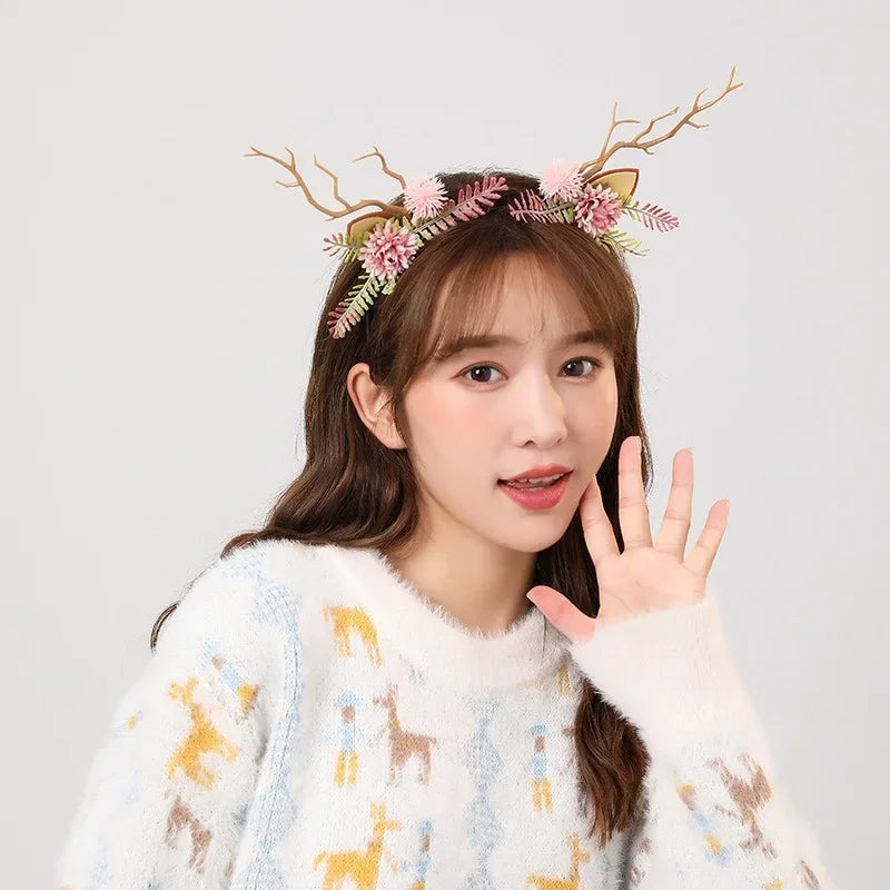 10pcs LED Christmas Headbands – Antler Flower Party Props LED Party Headband Babs