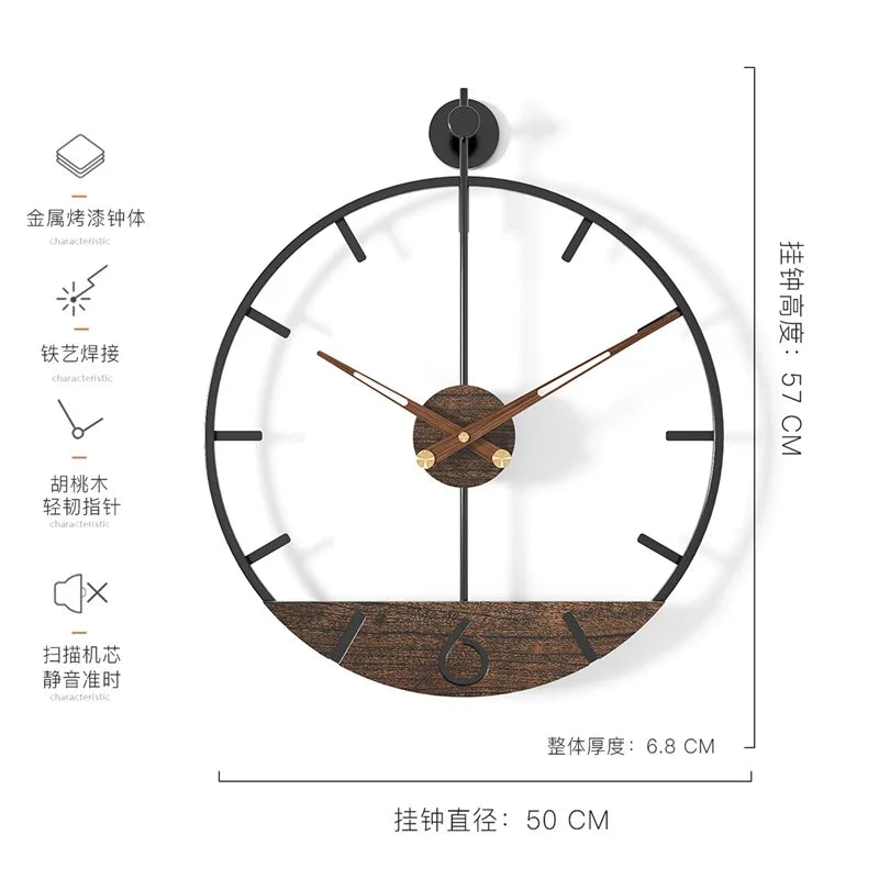 60cm Nordic 3D Silent Wall Clock – Luxury Metal Home Decor Wall Clock Babs