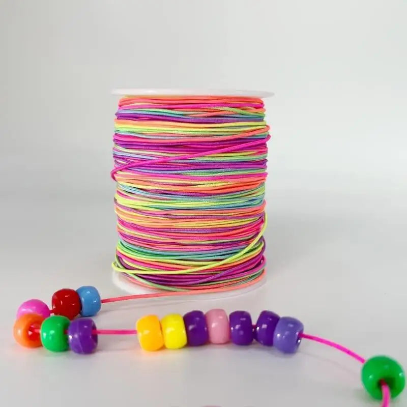 50m Rainbow Elastic Beading Cord – Stretchy DIY Jewelry String Elastic Beading Cord Babs