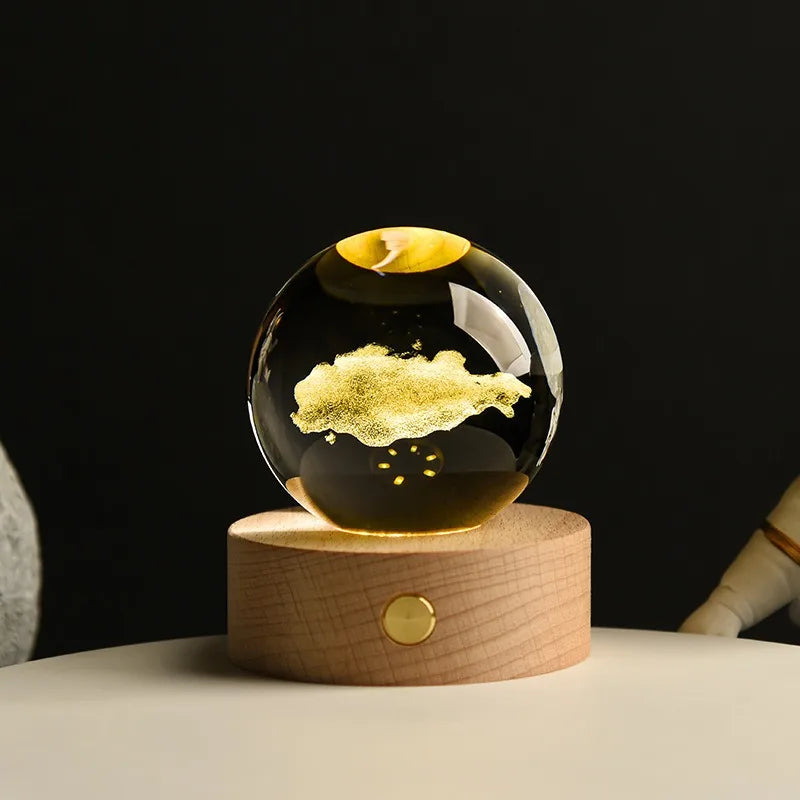 Saturn 3D Crystal Sphere Lamp – 6CM Galaxy Glass Ball Décor Decorative Sphere Lamp Babs 18-YC 6x6CM