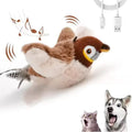 Flapping Bird Cat Toy – Bite Resistant Plush Sparrow Cat Plush Toy Babs brown