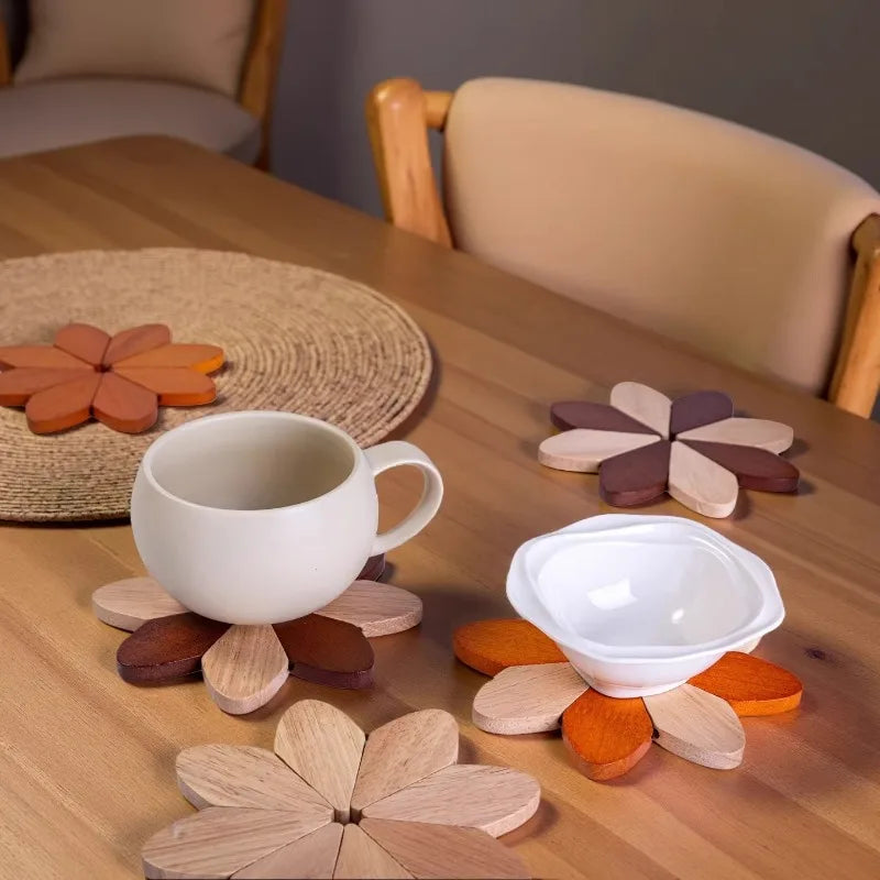 Sunflower Bamboo Coaster – Heat-Insulating Minimalist Decor Decorative Coaster Babs