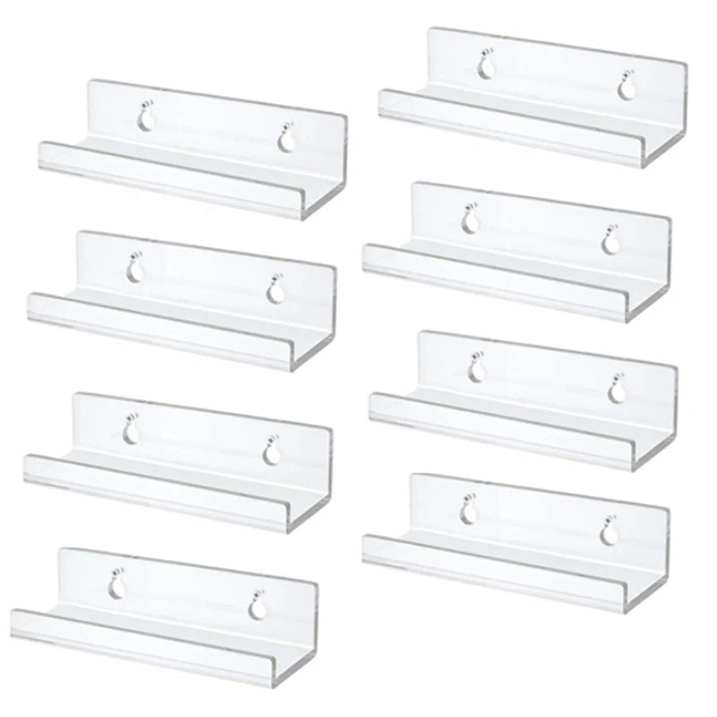 8-Pack Clear Acrylic Vinyl Record Wall Mount Display Shelf Record Display Shelf Babs Transparent NONE