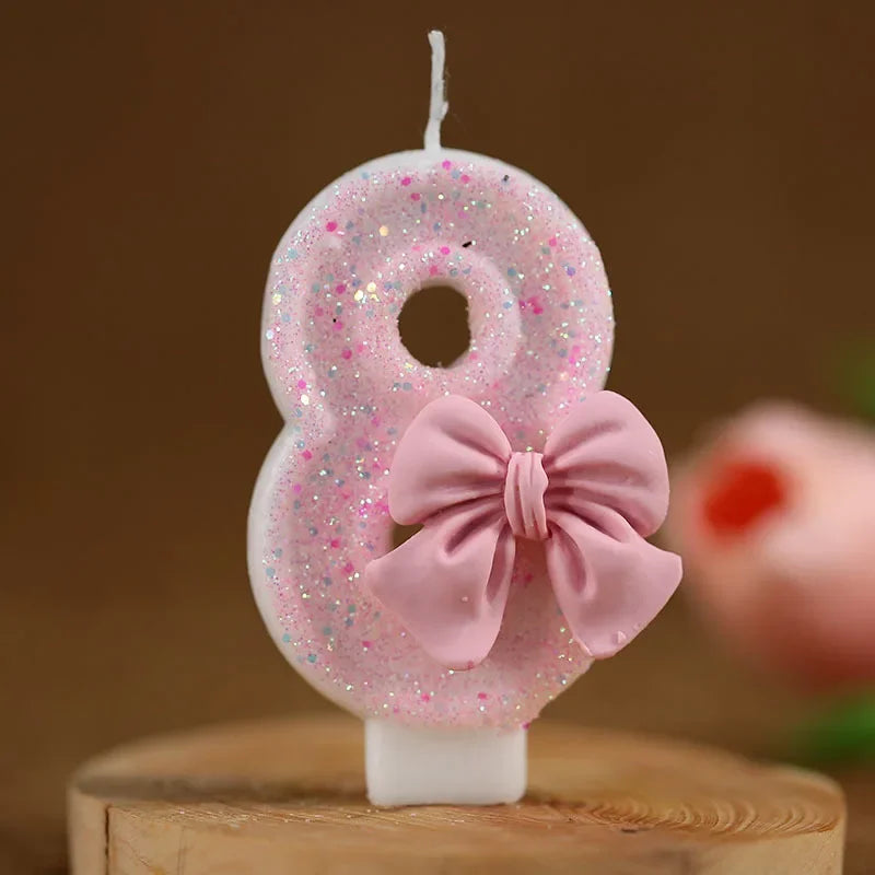 Pink Bow 3D Number Cake Candles – Birthday Party Decoration Number Cake Candles Babs 8