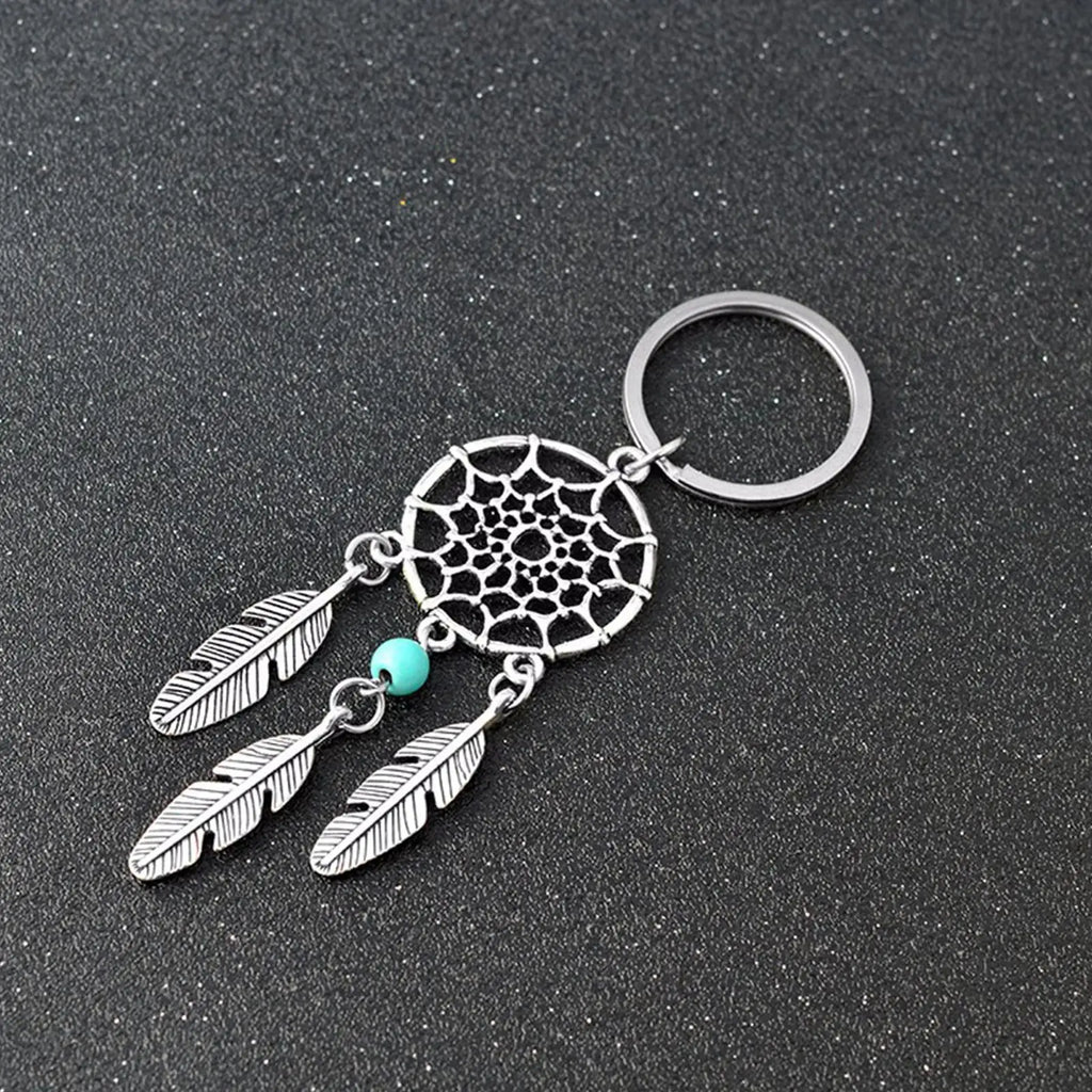 Bohemian Dreamcatcher Keychain – Pink Beads & Feathers Decorative Keychain Babs
