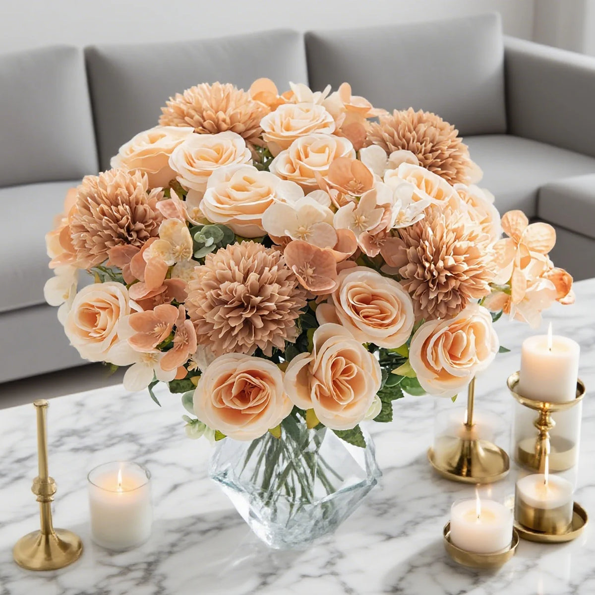 Silk Rose & Chrysanthemum Artificial Bouquet | Wedding Décor Artificial Flower Bouquet Babs