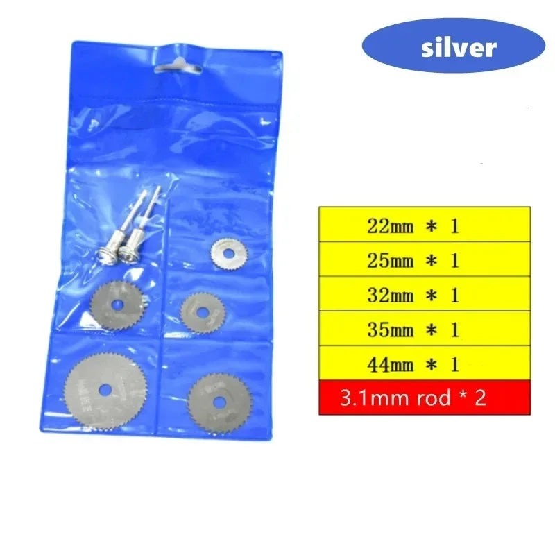 7Pcs HSS Circular Saw Blade Set – Wood & Metal Cutting Discs Circular Saw Blade Set Babs 5pc-3.1mm rodX2