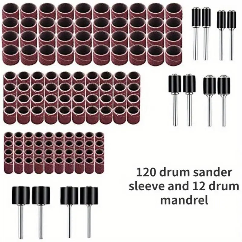 132-Pc Aluminum Oxide Sanding Drum Set for Rotary Tools Rotary Tool Accessory Babs