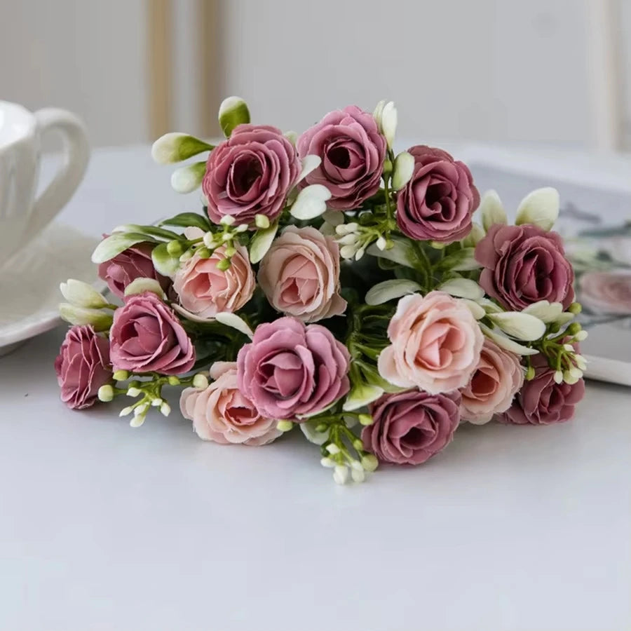 Artificial Silk Rose Bouquet – Wedding & Home Décor Artificial Silk Flowers Babs color 6 1 pc