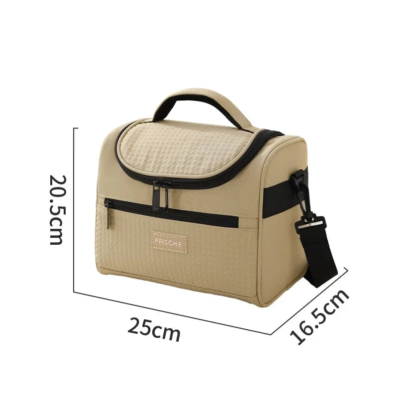 Insulated Lunch Bag Tote Cooler with Shoulder Strap | Portable Insulated Lunch Tote Babs Khaki