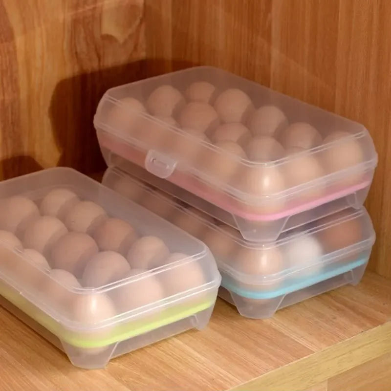 15-Grid Egg Storage Box with Lid – Fridge Egg Tray Egg Storage Box Babs
