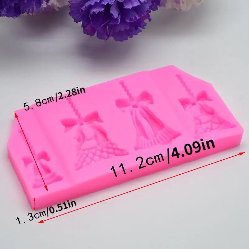 Christmas Bells Bow Silicone Mold – Resin Fondant Gumpaste Silicone Craft Mold Babs