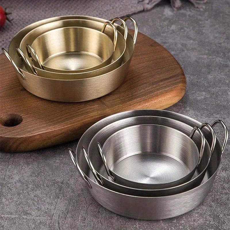 3-Pc 304 Stainless Steel Snack Plate & Sauce Bowl Set Stainless Steel Bowl Set Babs