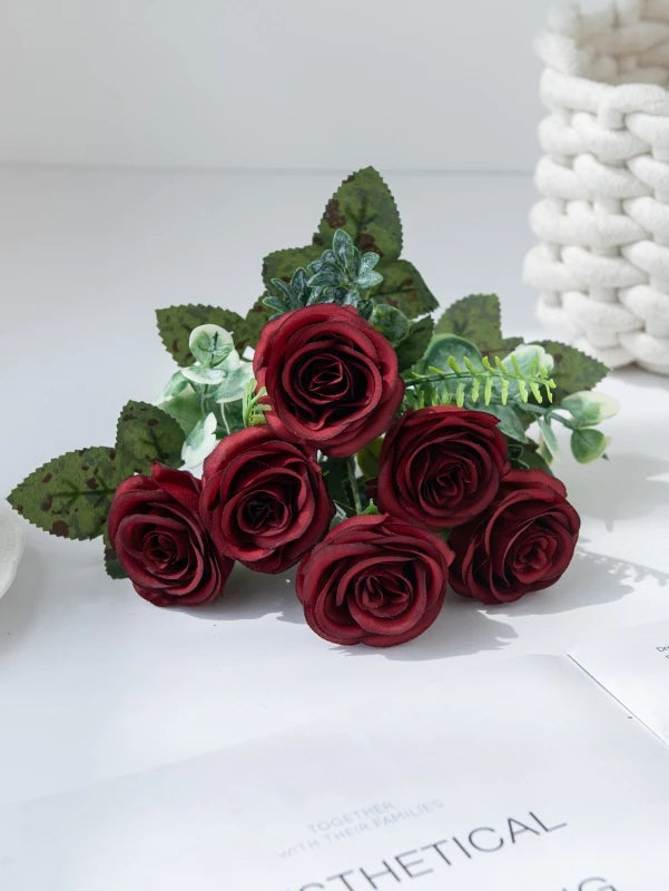 Silk Rose Artificial Flowers for Wedding & Home Décor Artificial Silk Flowers Babs color6 3 pcs
