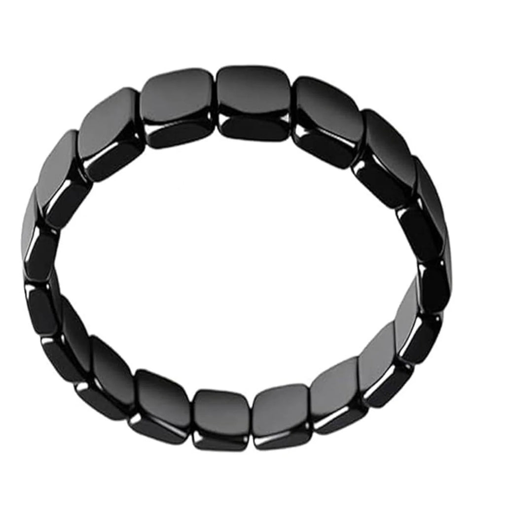 Men's Natural Hematite Stone Beaded Stretch Bracelet Stone Beaded Bracelet Babs