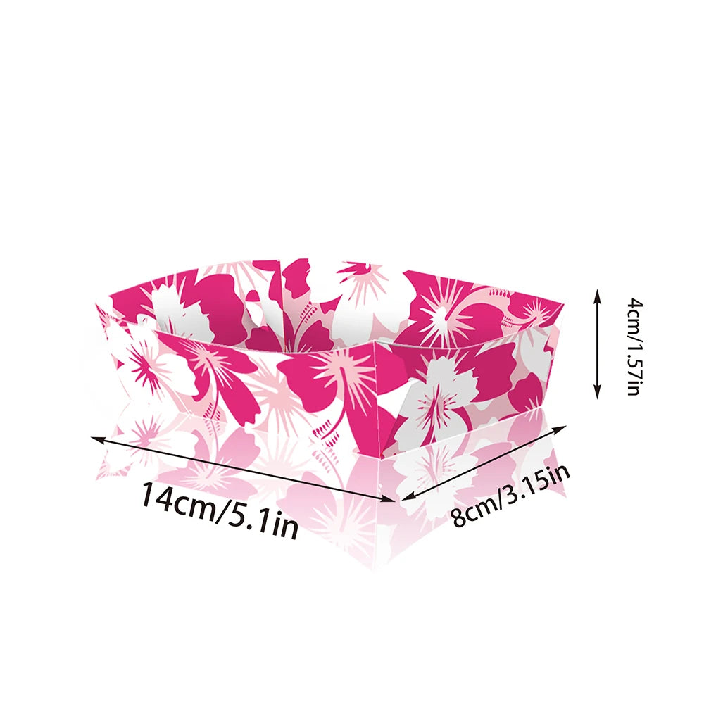 Hawaiian Hibiscus Paper Food Trays | Luau Party Supplies 8–48pk Disposable Party Trays Babs