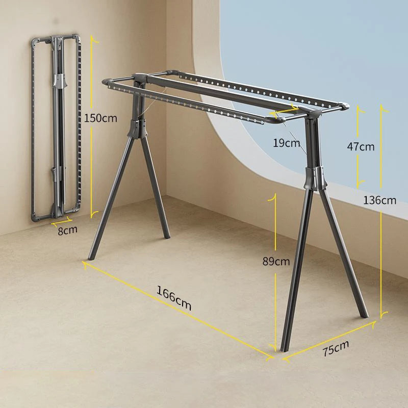 Large Folding Drying Rack – Space Aluminum Clothes Hanger Folding Drying Rack Babs Black