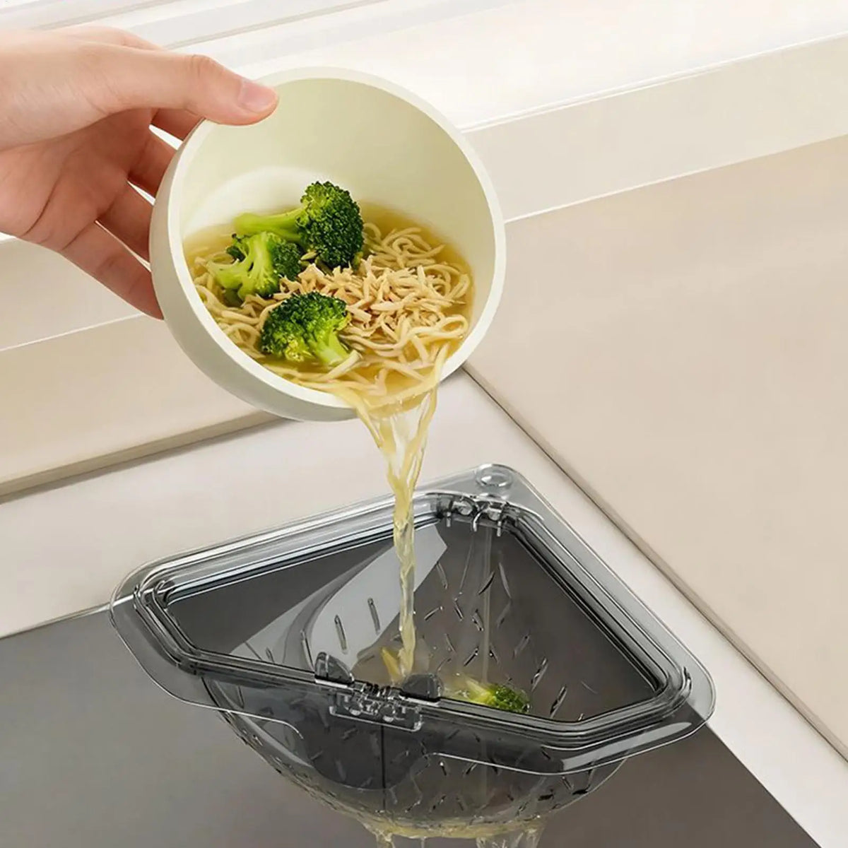 Corner Sink Food Catcher Basket – No-Drill Magnetic Strainer Sink Drain Strainer Babs
