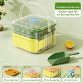 Double Layer Ice Cube Tray with Lid, Bin & One-Click Release Ice Cube Tray Babs Green