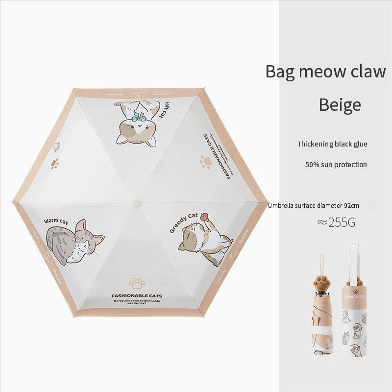 UV Folding Umbrella – Cute Cat Claw Handle | Sun Protection UV Folding Umbrella Babs Iron 6K B