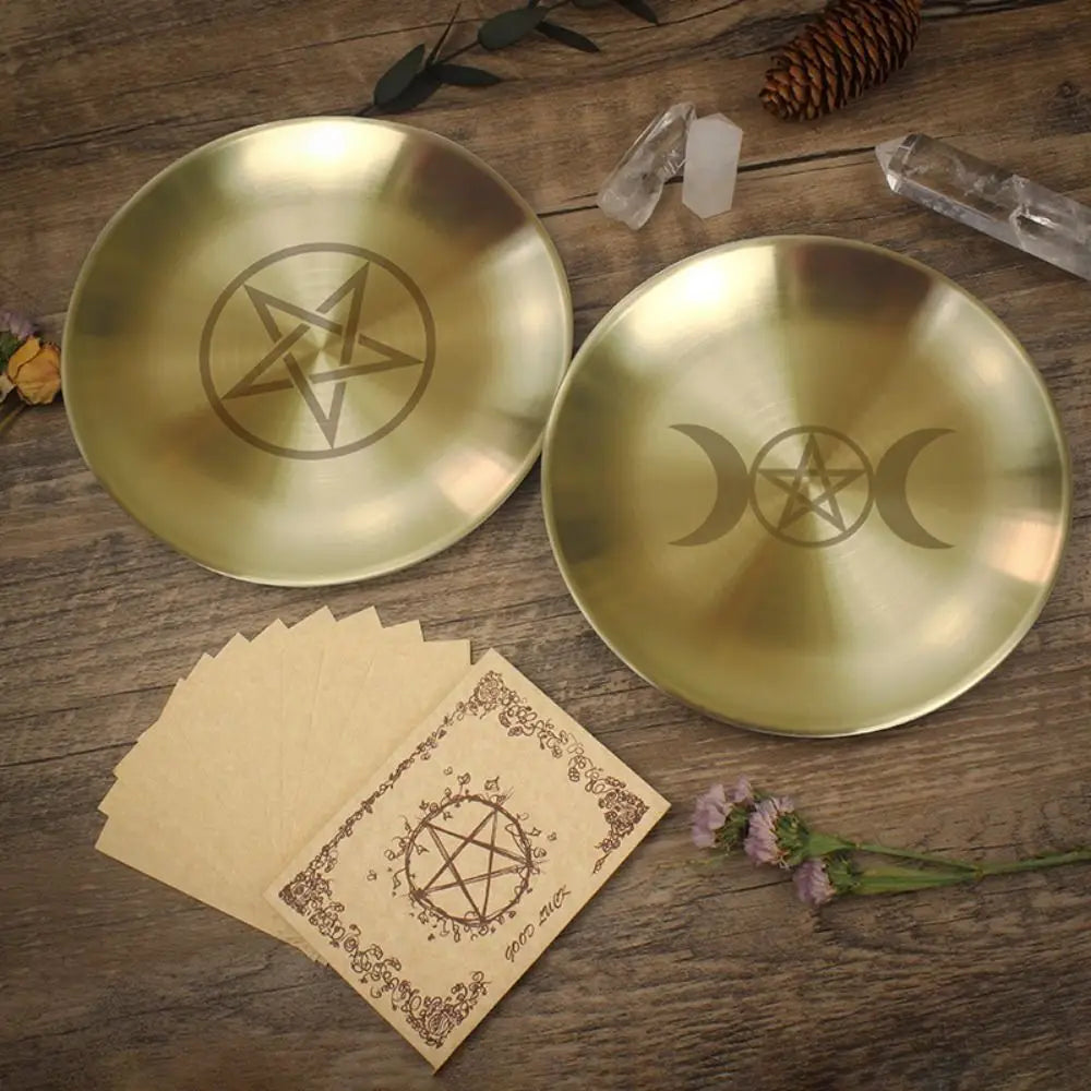 Pentagram Altar Plate 14cm Stainless Steel Ritual Bowl Altar Ritual Plate Babs