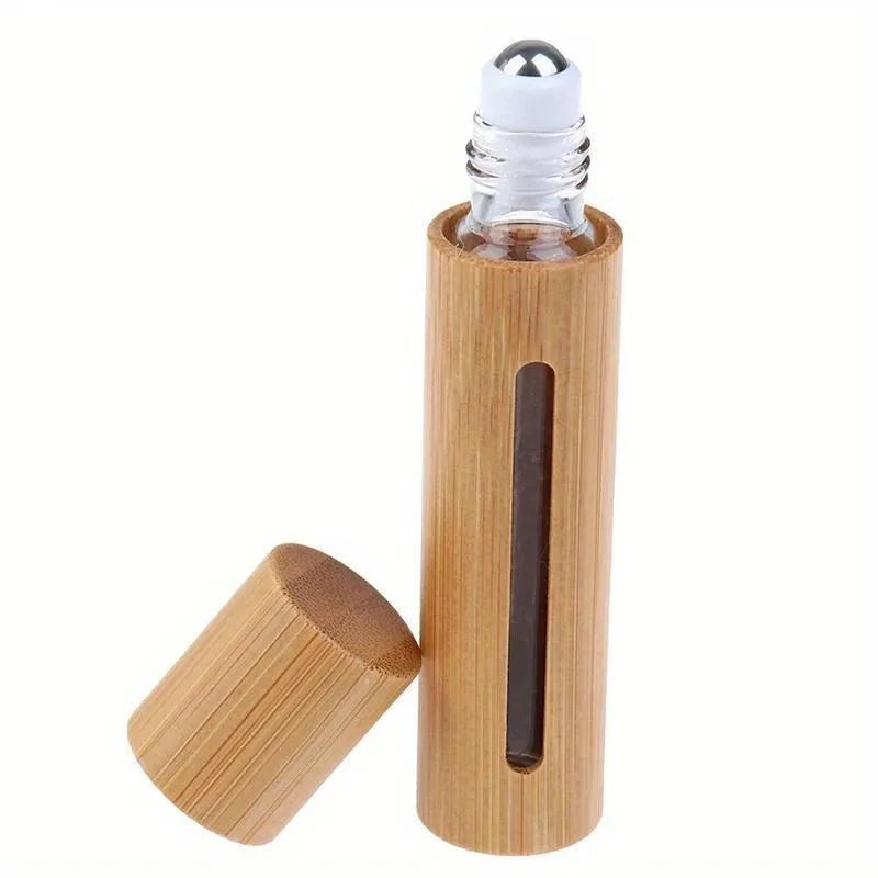 10ml Bamboo Roller Ball Bottle – Refillable Perfume Travel Vial Roller Ball Bottle Babs