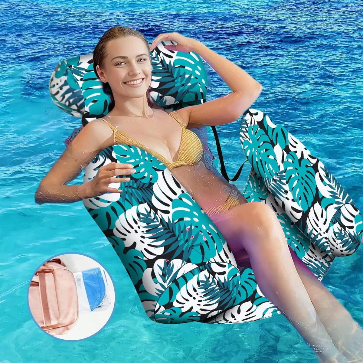 Inflatable Pool Hammock Chair – Floating Water Lounge Float Inflatable Pool Float Babs