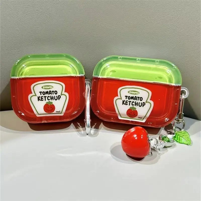 Ketchup Shaped AirPods Pro Case – Cute Silicone Cover Earphone Case Babs AirPods pro With pendant