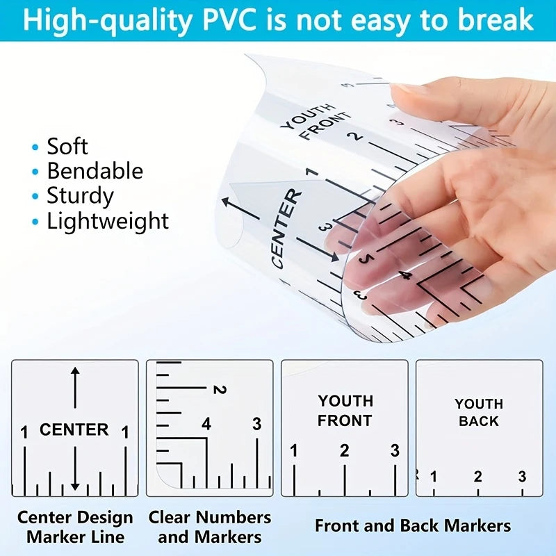 T-Shirt Ruler Guide – PVC Alignment Tool for Heat Press Designs T-Shirt Alignment Ruler Babs