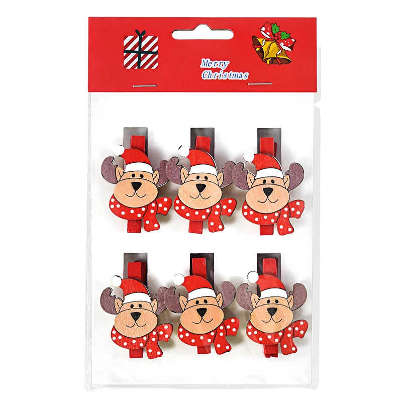 6pcs Christmas Wooden Clips – Xmas Photo Wall DIY Décor Set Christmas Wooden Clips Babs D