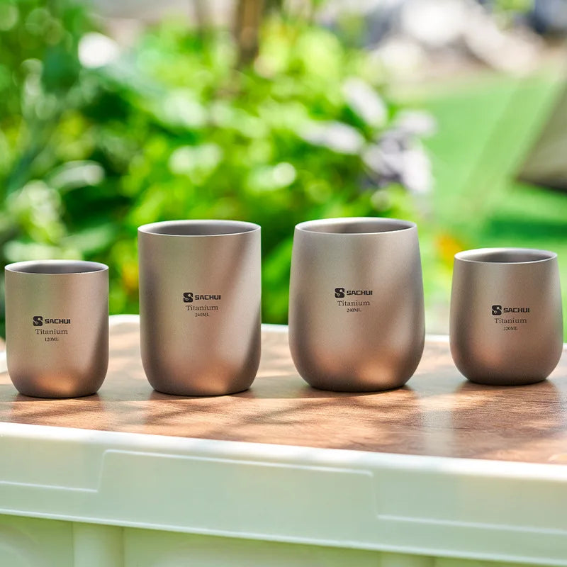 Double Wall Pure Titanium Cup – Ultralight Camping Mug Titanium Camping Cup Babs