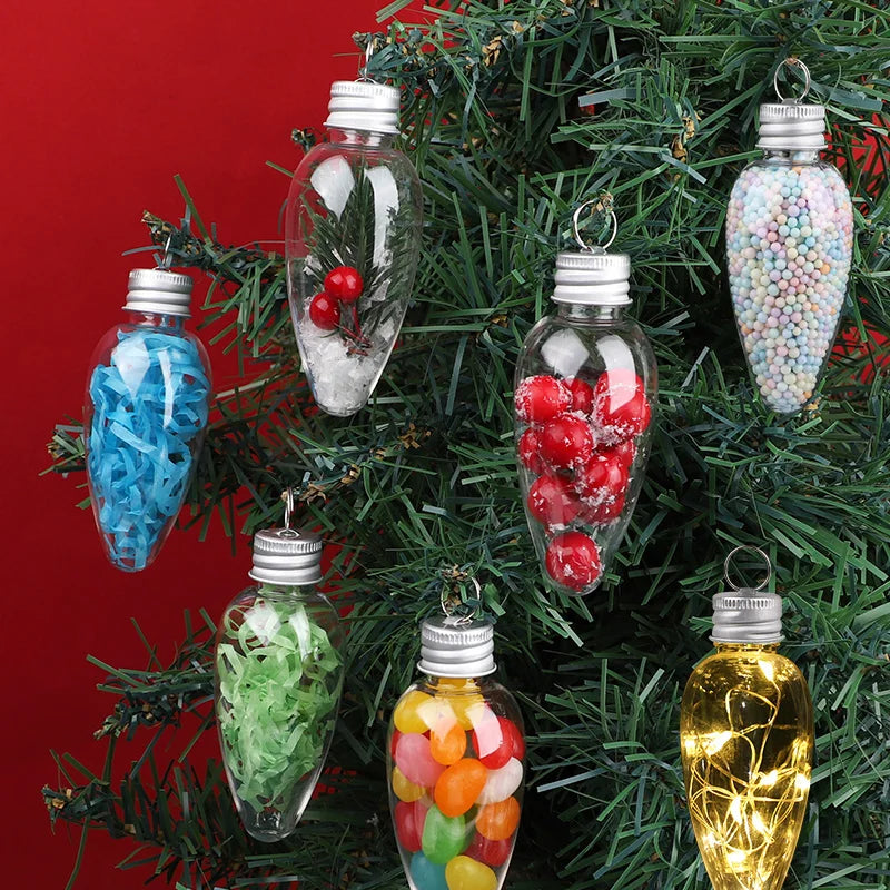 12/24Pcs Fillable Clear Plastic Christmas Bulb Ornaments DIY Fillable Christmas Ornaments Babs
