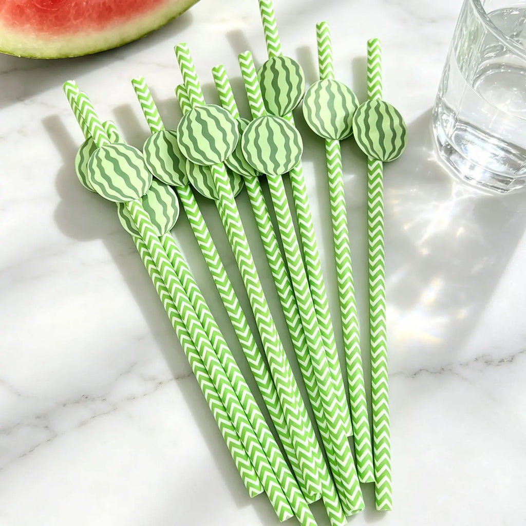 Watermelon Paper Straws – Disposable Party Straws 10/20/50 Pack Disposable Party Straws Babs