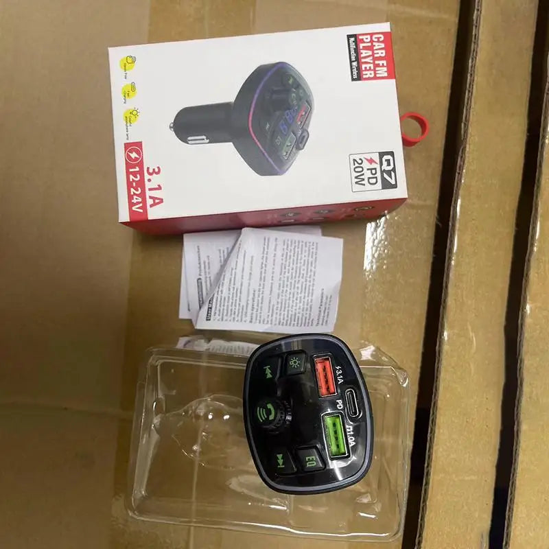 Car Bluetooth 5.0 FM Transmitter – PD 18W USB-C & Dual USB FM Transmitter Charger Babs A2