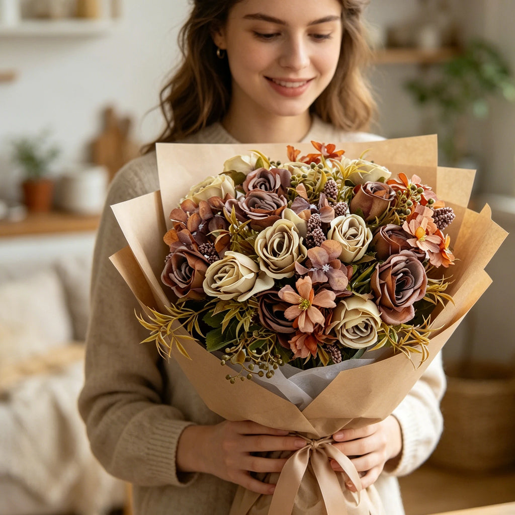 Silk Rose & Peony Artificial Bouquet – Wedding & Home Décor Artificial Flower Bouquet Babs