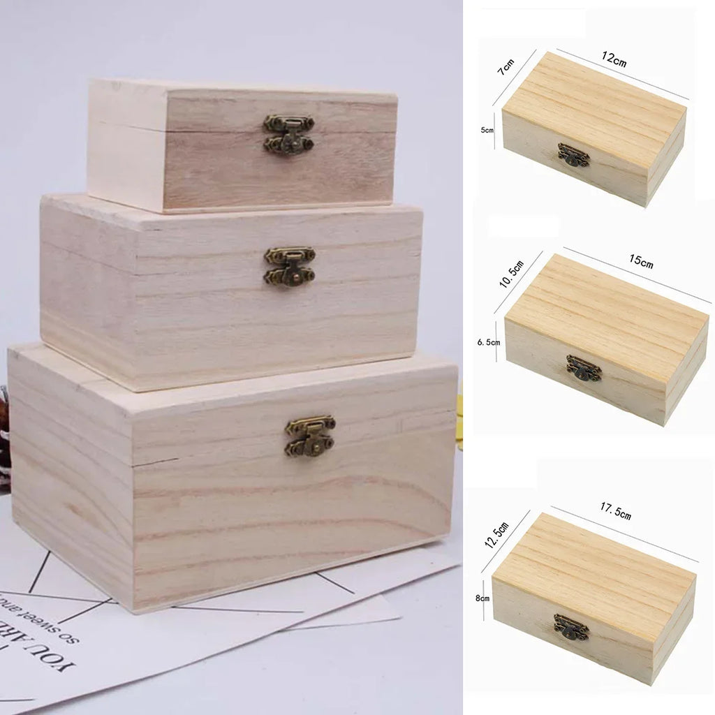Wooden Hinged Storage Box – Jewelry, Craft & Keepsake Organizer Wooden Storage Box Babs