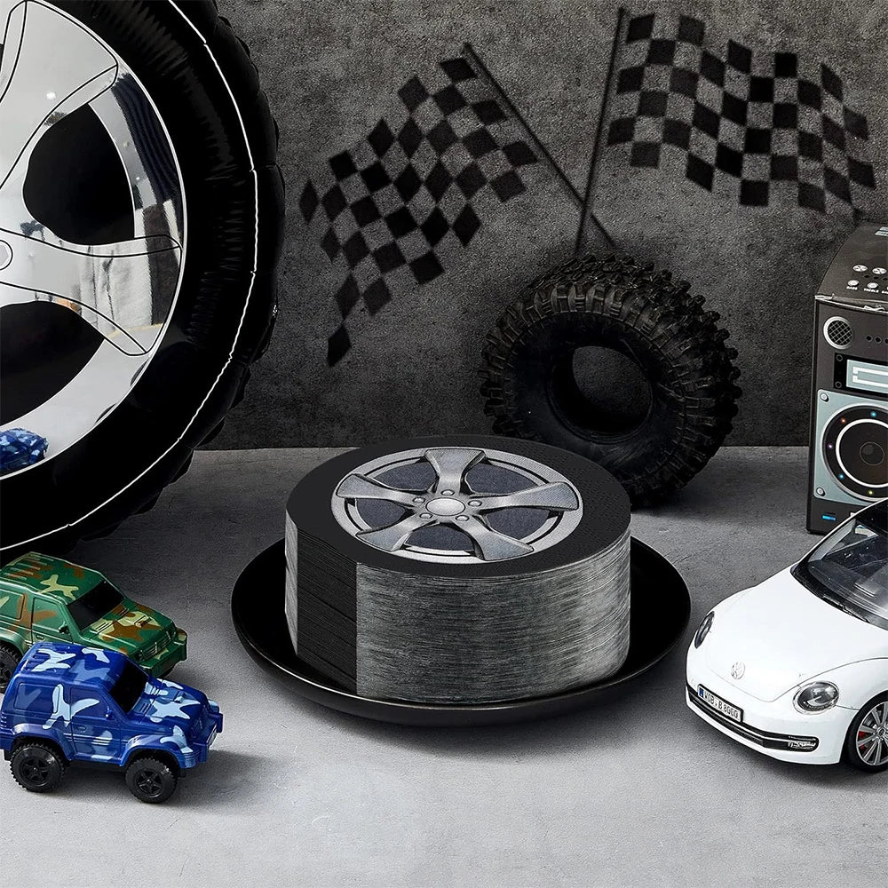 Race Car Tire Paper Napkins – Birthday & Baby Shower Party Supplies Party Paper Napkins Babs