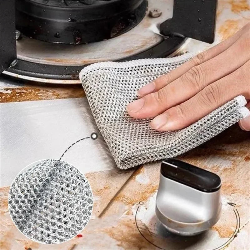 Double-Sided Steel Wire Scrubber Dishcloth – Kitchen Rag Kitchen Scrubber Cloth Babs