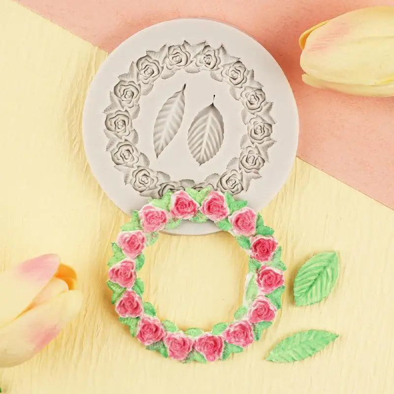 Rose Leaf Border Silicone Mold for DIY Resin Mirror Frames Resin Craft Mold Babs
