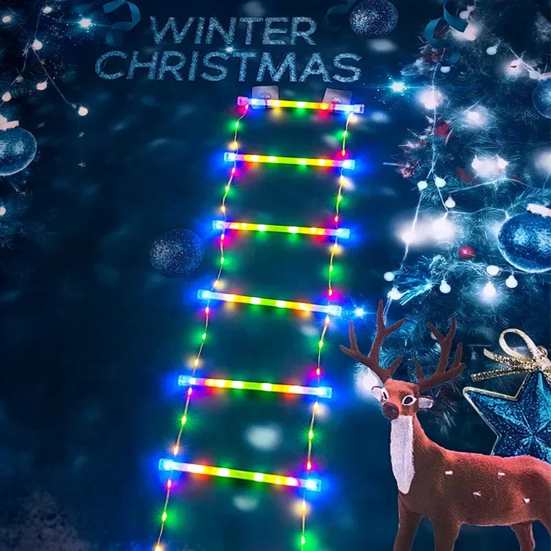 LED Christmas Ladder Light with Climbing Santa Claus | 3M Christmas LED Lights Babs Multicolor-3M-Ladder